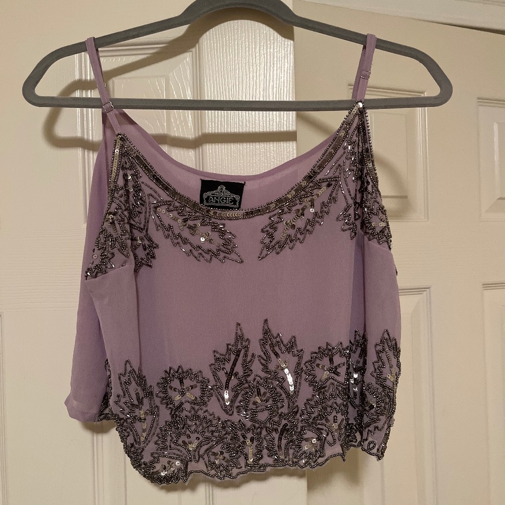Purple beaded crop top